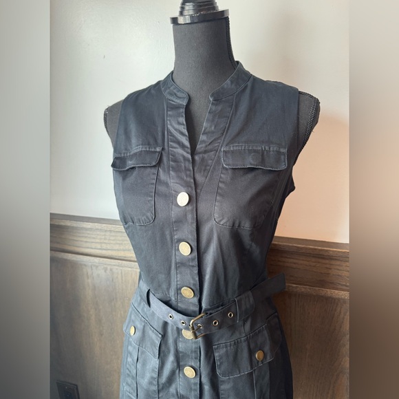 Banana Republic Black Belted Sleeveless Cargo Shift Dress Euc 6 - Picture 2 of 7